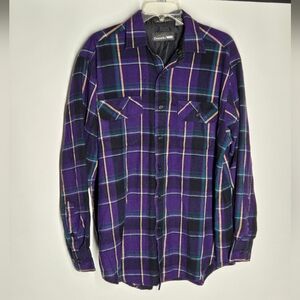 Vintage Crescent Bay Vibrant Purple Plaid Button Down Shirt